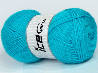 Lot of 4 x 95gr Skeins Ice Yarns SALE PLAIN Hand Knitting Yarn Turquoise