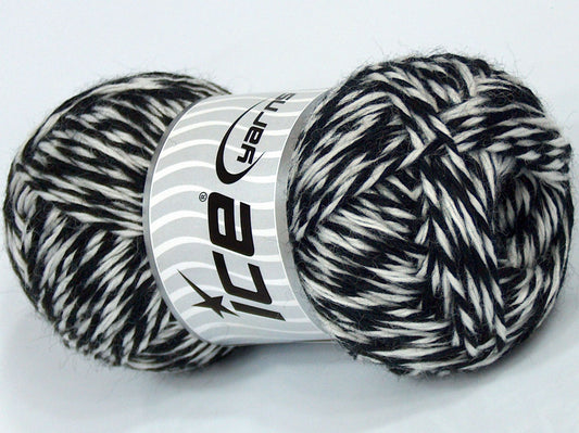 Lot of 4 x 100gr Skeins Ice Yarns SALE WINTER (50% Wool) Yarn Black White