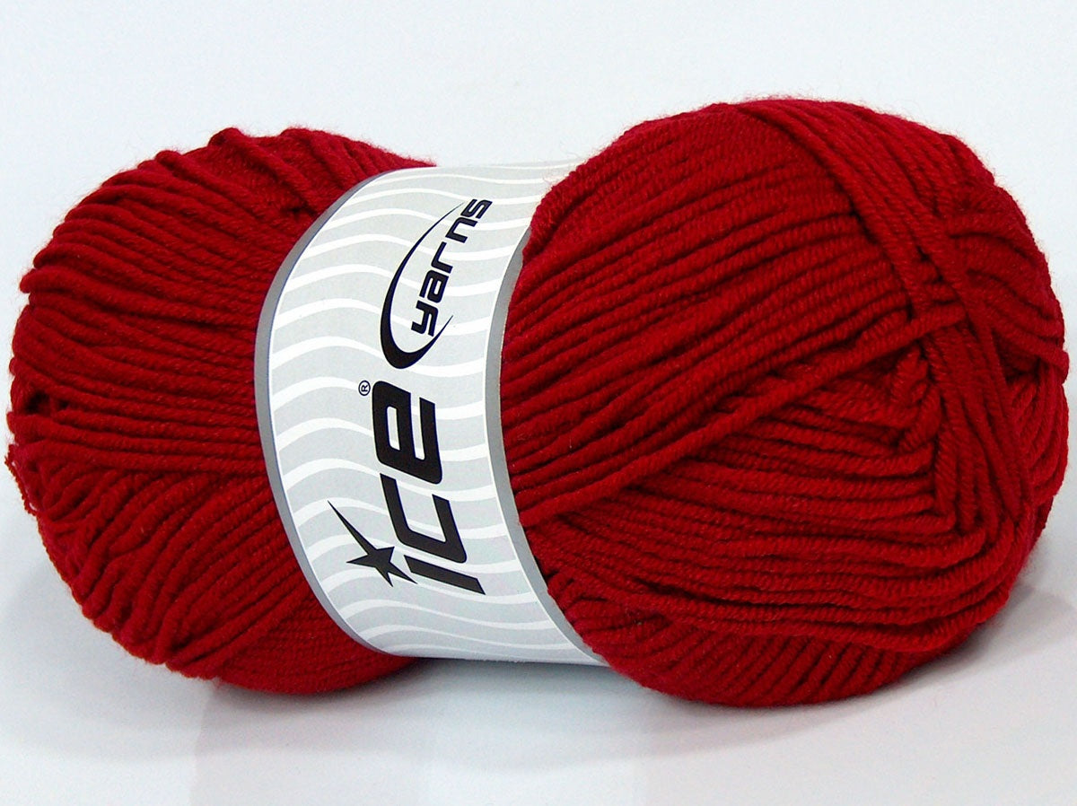 Lot of 4 x 100gr Skeins Ice Yarns SALE PLAIN Hand Knitting Yarn Red