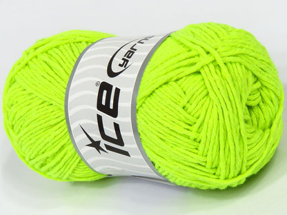 Lot of 4 x 100gr Skeins Ice Yarns NATURAL COTTON WORSTED (100% Cotton) Yarn Neon Green