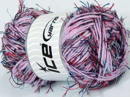 Lot of 4 x 100gr Skeins Ice Yarns SALE EYELASH BLEND (10% Wool) Yarn Light Lilac Turquoise Navy Red