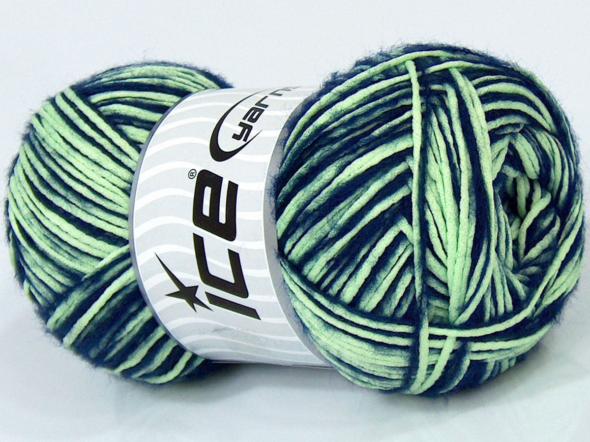 Lot of 4 x 100gr Skeins Ice Yarns CUSTOM BLEND (10% Wool) Yarn Neon Green Navy