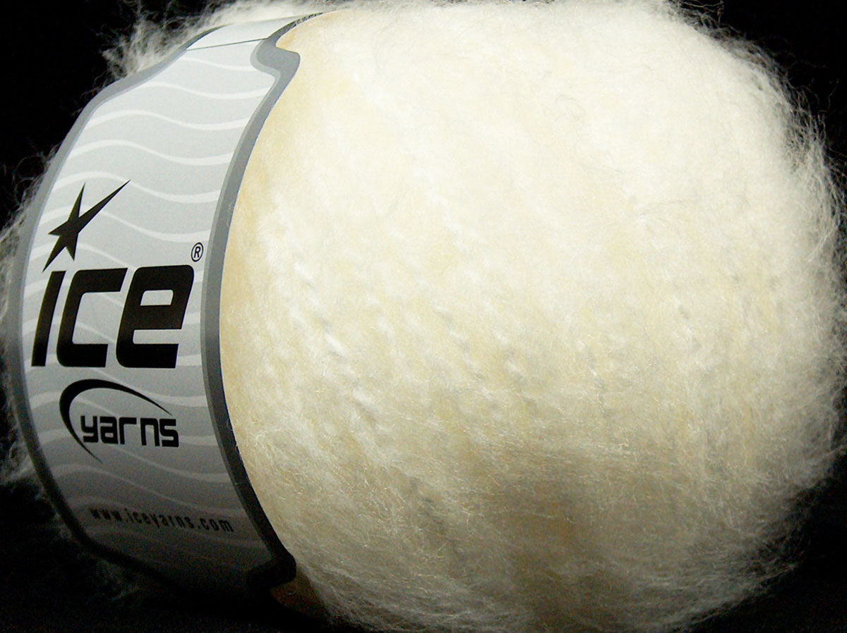 Lot of 8 Skeins Ice Yarns SALE WINTER (10% Mohair) Hand Knitting Yarn White