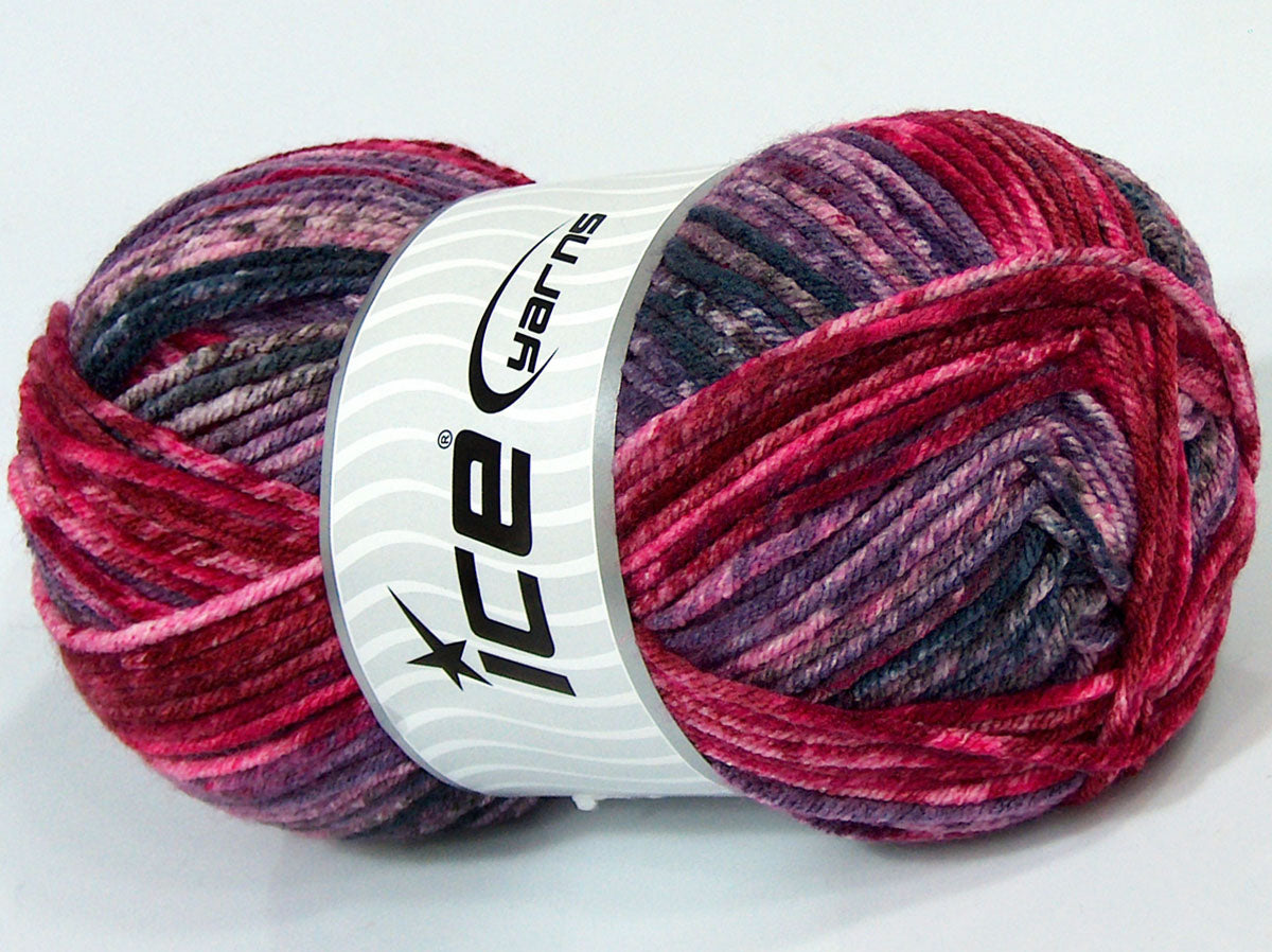 Lot of 4 x 110gr Skeins Ice Yarns SALE SELF-STRIPING Yarn Pink Burgundy Lilac