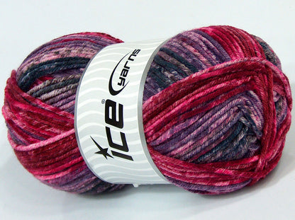 Lot of 4 x 110gr Skeins Ice Yarns SALE SELF-STRIPING Yarn Pink Burgundy Lilac