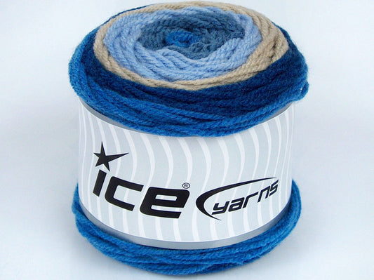 Lot of 3 x 100gr Skeins Ice Yarns CAKES WOOL (20% Wool) Yarn Blue Shades Light Lilac Light Camel