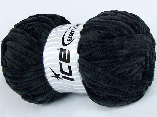 Lot of 4 x 100gr Skeins Ice Yarns VELVET CHENILLE Hand Knitting Yarn Black