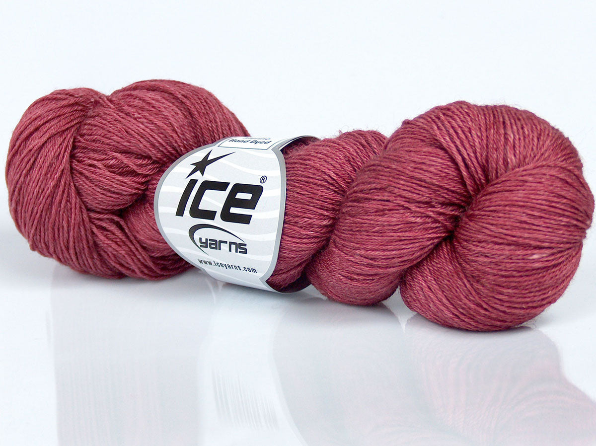 Lot of 4 Skeins Ice Yarns SILK MERINO HAND DYED (20% Silk 80% Superwash Merino Wool) Yarn Terra Cotta