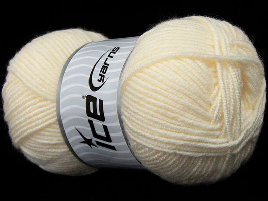 Lot of 4 x 100gr Skeins Ice Yarns CLASSIC WOOL LIGHT (25% Wool) Yarn Cream
