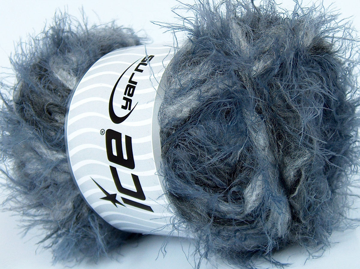 Lot of 4 x 100gr Skeins Ice Yarns SALE EYELASH BLEND (5% Wool) Yarn Grey Shades