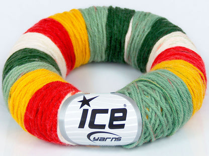 Lot of 2 x 130gr Skeins Ice Yarns DONUT Yarn Dark Orange Gold Green Shades Cream