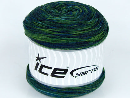 225 gr ICE YARNS CAKES SOCK (75% Virgin Wool) Yarn Green Shades Turquoise