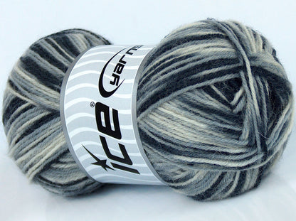 Lot of 8 Skeins Ice Yarns SOCKENWOLLE (75% Superwash Wool) Yarn Grey Shades Black Ecru