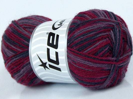 Lot of 8 Skeins Ice Yarns SOCKENWOLLE (75% Superwash Wool) Yarn Burgundy Lavender Dark Grey
