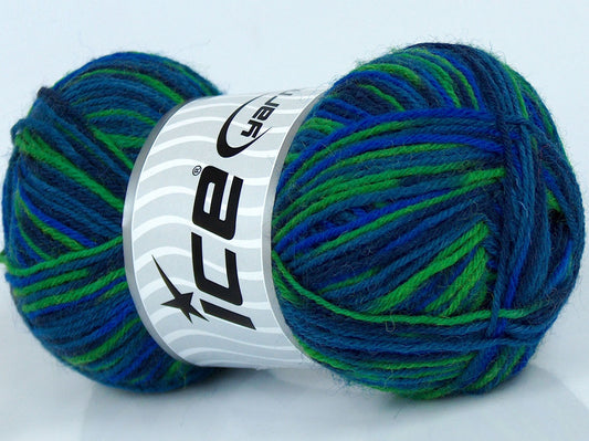 Lot of 8 Skeins Ice Yarns SOCKENWOLLE (75% Superwash Wool) Yarn Green Shades Blue Shades