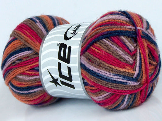 Lot of 8 Skeins Ice Yarns SOCKENWOLLE (75% Superwash Wool) Yarn Camel Gold Pink Shades Navy