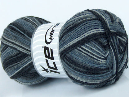 Lot of 4 x 100gr Skeins Ice Yarns ELITE SOCK (75% Superwash Wool) Yarn Grey Shades