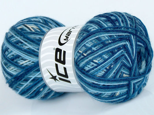 Lot of 4 x 100gr Skeins Ice Yarns COLORWAY SOCK (75% Superwash Wool) Yarn Blue Shades