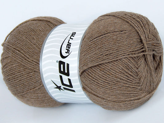 Lot of 2 x 150gr Skeins Ice Yarns VIRGIN WOOL SOCK (75% Virgin Wool) Yarn Camel