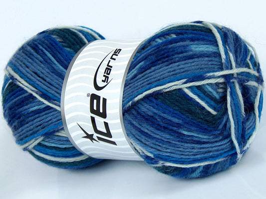 Lot of 4 x 100gr Skeins Ice Yarns SALE SOCK YARN (75% Superwash Wool) Yarn Blue Shades