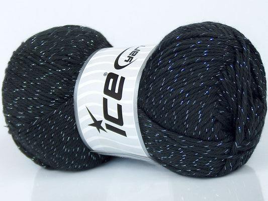 Lot of 4 x 105gr Skeins Ice Yarns PUNE GLITZ (95% Cotton) Yarn Black