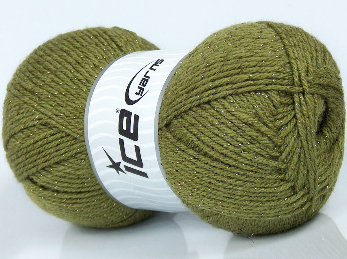 Lot of 3 x 130gr Skeins Ice Yarns TARMA GLITZ Hand Knitting Yarn Green