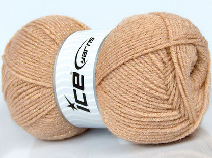 Lot of 3 x 130gr Skeins Ice Yarns TARMA GLITZ Hand Knitting Yarn Light Gold