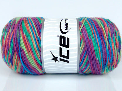 290 gr ICE YARNS SALE SELF-STRIPING Hand Knitting Yarn Rainbow