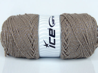 Lot of 3 x 135gr Skeins Ice Yarns SALE METALLIC Hand Knitting Yarn Camel