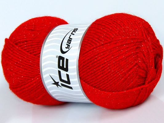 Lot of 4 x 100gr Skeins Ice Yarns SALE METALLIC Hand Knitting Yarn Red