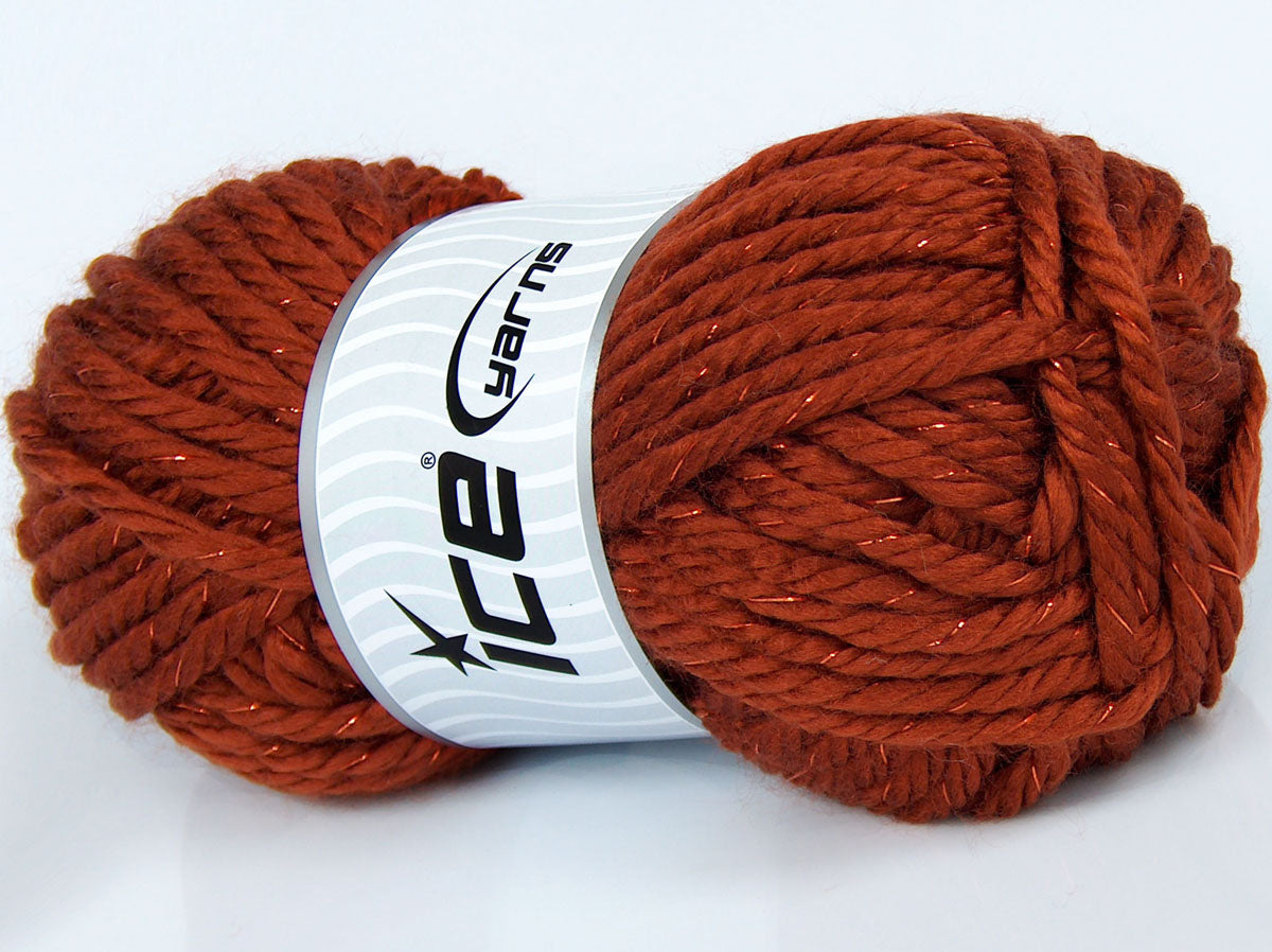 Lot of 3 x 145gr Skeins Ice Yarns SALE METALLIC Hand Knitting Yarn Copper