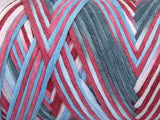 Ice Yarns Coton naturel couleur 3 mm – Red, Pink Shades, Grey, Light Blue – 80 % coton, 20 % polyamide
