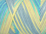 Ice Yarns Coton naturel couleur 3 mm – Light Yellow, Light Grey, Green Shades – 80 % coton, 20 % polyamide