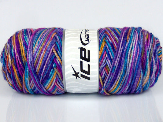 Lot of 3 x 135gr Skeins Ice Yarns SALE SELF-STRIPING Yarn Rainbow