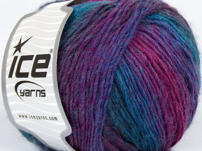 Lot of 2 x 100gr Skeins Ice Yarns SALE WINTER (10% Mohair 40% Wool) Yarn Purple Shades Turquoise Shades