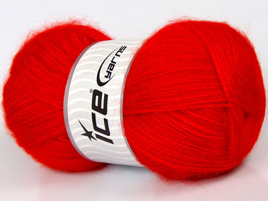 Lot of 4 x 100gr Skeins Ice Yarns SALE WINTER (10% Mohair 15% Wool) Yarn Red