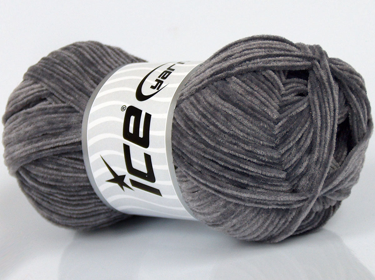 Lot of 8 Skeins Ice Yarns SALE CHENILLE (100% MicroFiber) Yarn Bright Grey