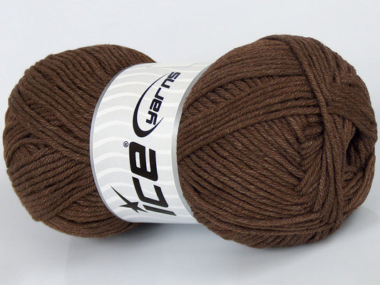 Lot of 3 x 90gr Skeins Ice Yarns SALE PLAIN Hand Knitting Yarn Brown