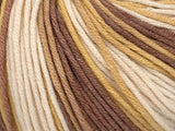 Ice Yarns Lorena Batik DK – Nuances crème, marron – 50 % coton, 50 % acrylique