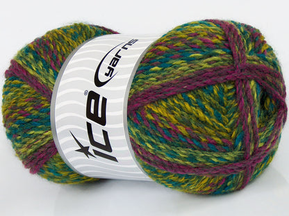 190 gr ICE YARNS SALE SELF-STRIPING Hand Knitting Yarn Green Shades Purple