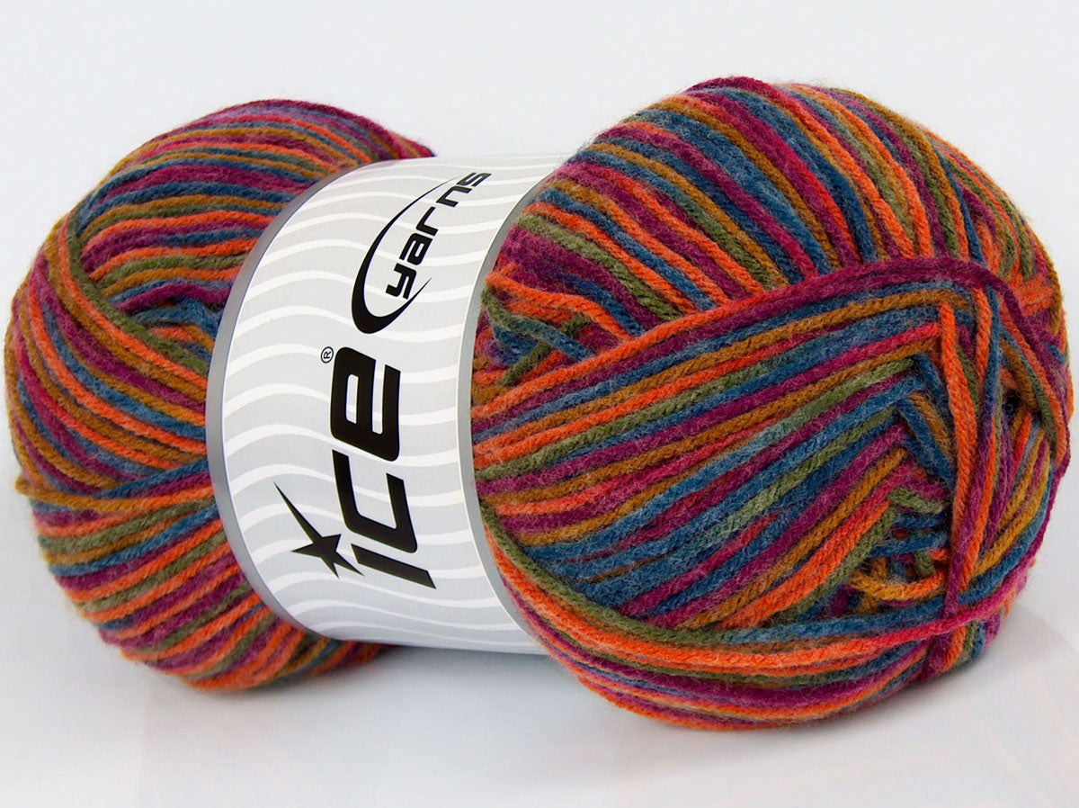 240 gr ICE YARNS SALE SELF-STRIPING Hand Knitting Yarn Rainbow