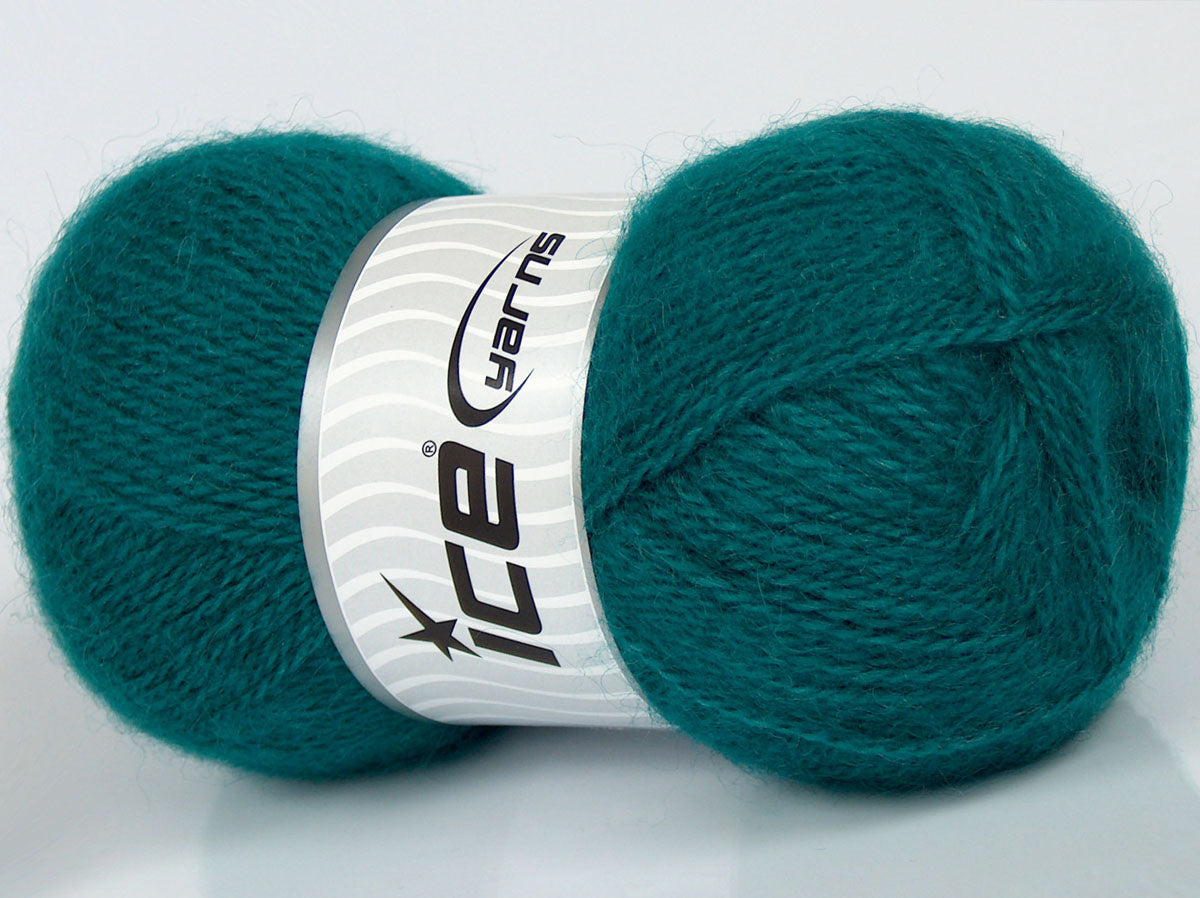Lot of 4 x 85gr Skeins Ice Yarns SALE MOHAIR-WOOL BLEND (10% Mohair 15% Wool) Yarn Emerald Green