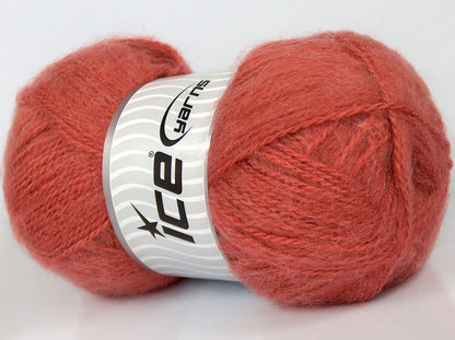 Lot of 4 x 85gr Skeins Ice Yarns SALE MOHAIR-WOOL BLEND (10% Mohair 15% Wool) Yarn Salmon