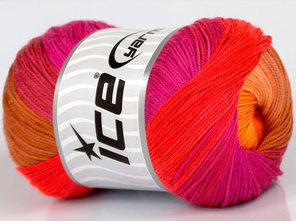 Lot of 4 x 100gr Skeins Ice Yarns GELATO Yarn Orange Shades Copper Fuchsia