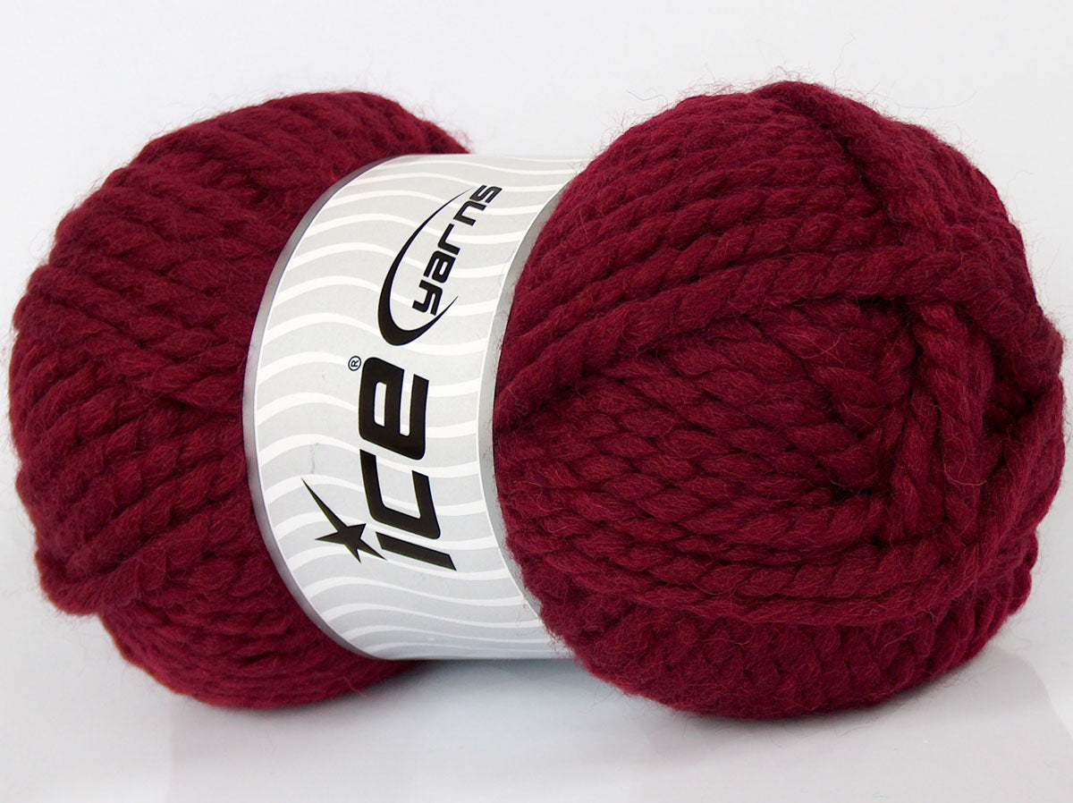 Lot of 3 x 100gr Skeins Ice Yarns SALE WINTER (50% Wool) Yarn Burgundy