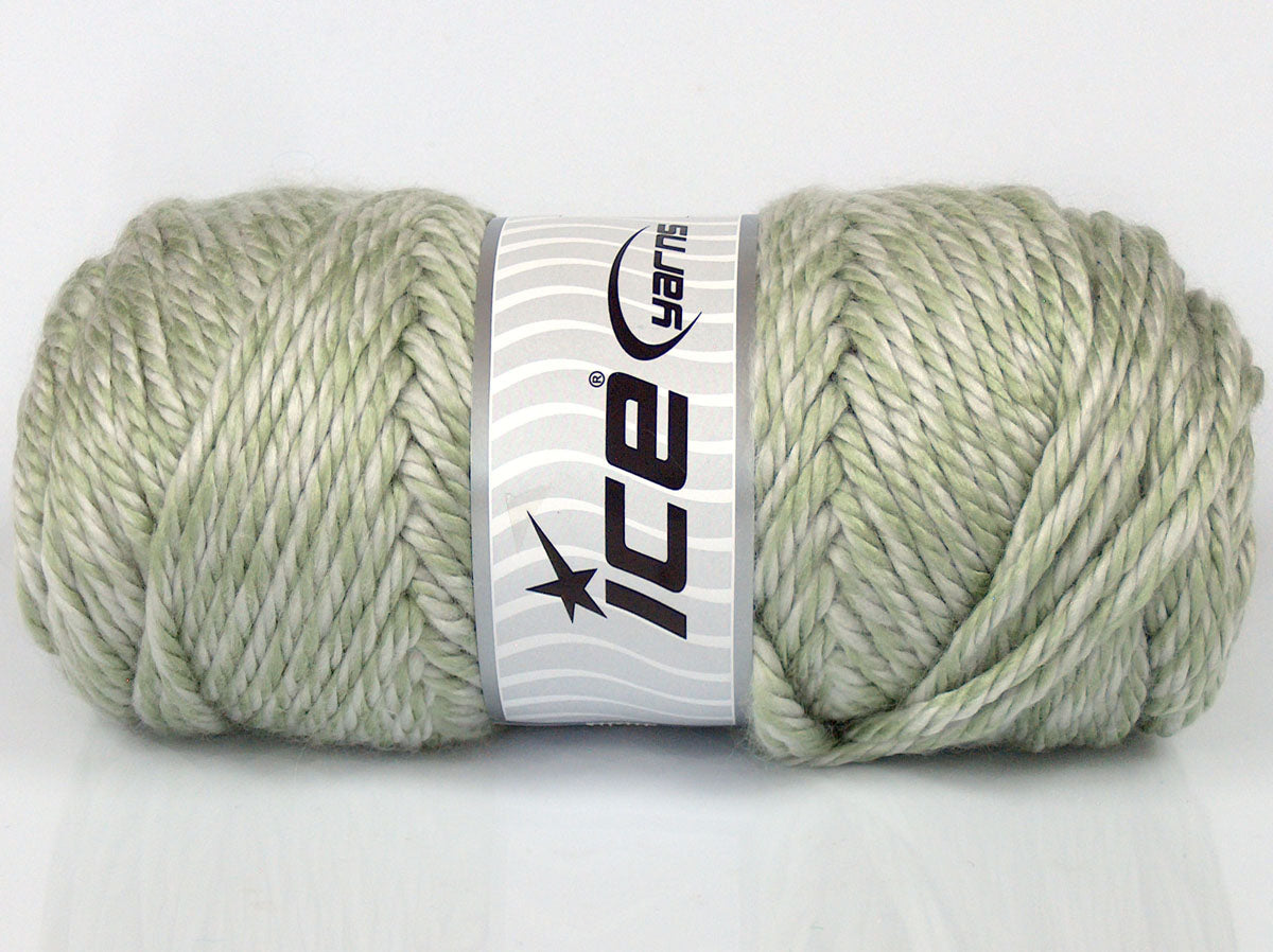 Lot of 3 x 145gr Skeins Ice Yarns SALE SELF-STRIPING Yarn Light Green White