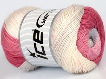 Lot of 4 x 100gr Skeins Ice Yarns GELATO Yarn Pink Shades Cream Light Grey Light Lilac