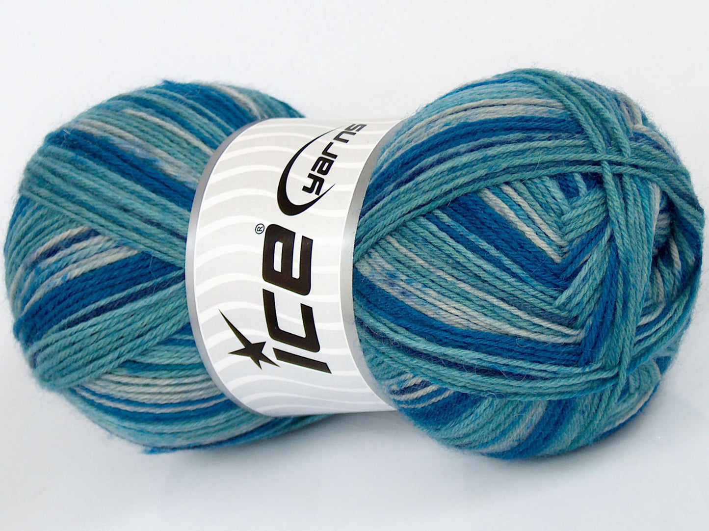 Lot of 4 x 100gr Skeins Ice Yarns MULTICOLOR SOCK (75% Superwash Wool) Yarn Turquoise Shades Purple Cream