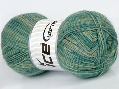 Lot of 4 x 100gr Skeins Ice Yarns SALE SOCK YARN (75% Superwash Wool) Yarn Green Shades