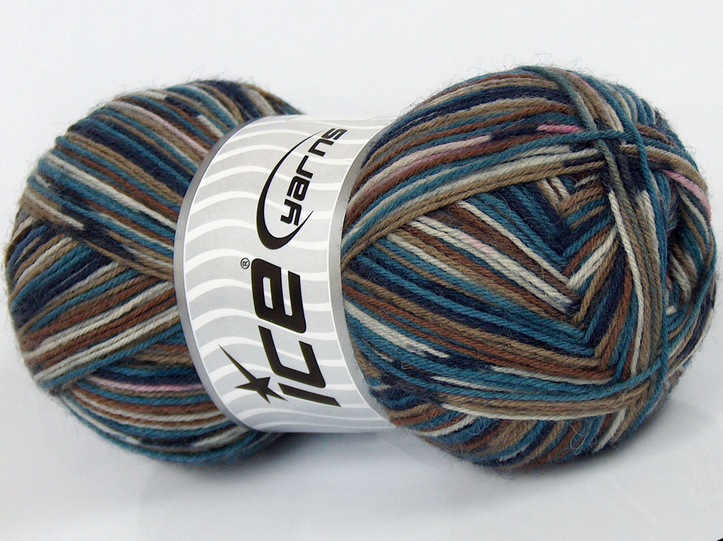 Lot of 4 x 100gr Skeins Ice Yarns SALE SOCK YARN (75% Superwash Wool) Yarn Brown Shades Blue Cream